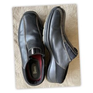 BASS Andes Black Leather Slide On/Clog Casual Shoes Size 6 1/2 M
